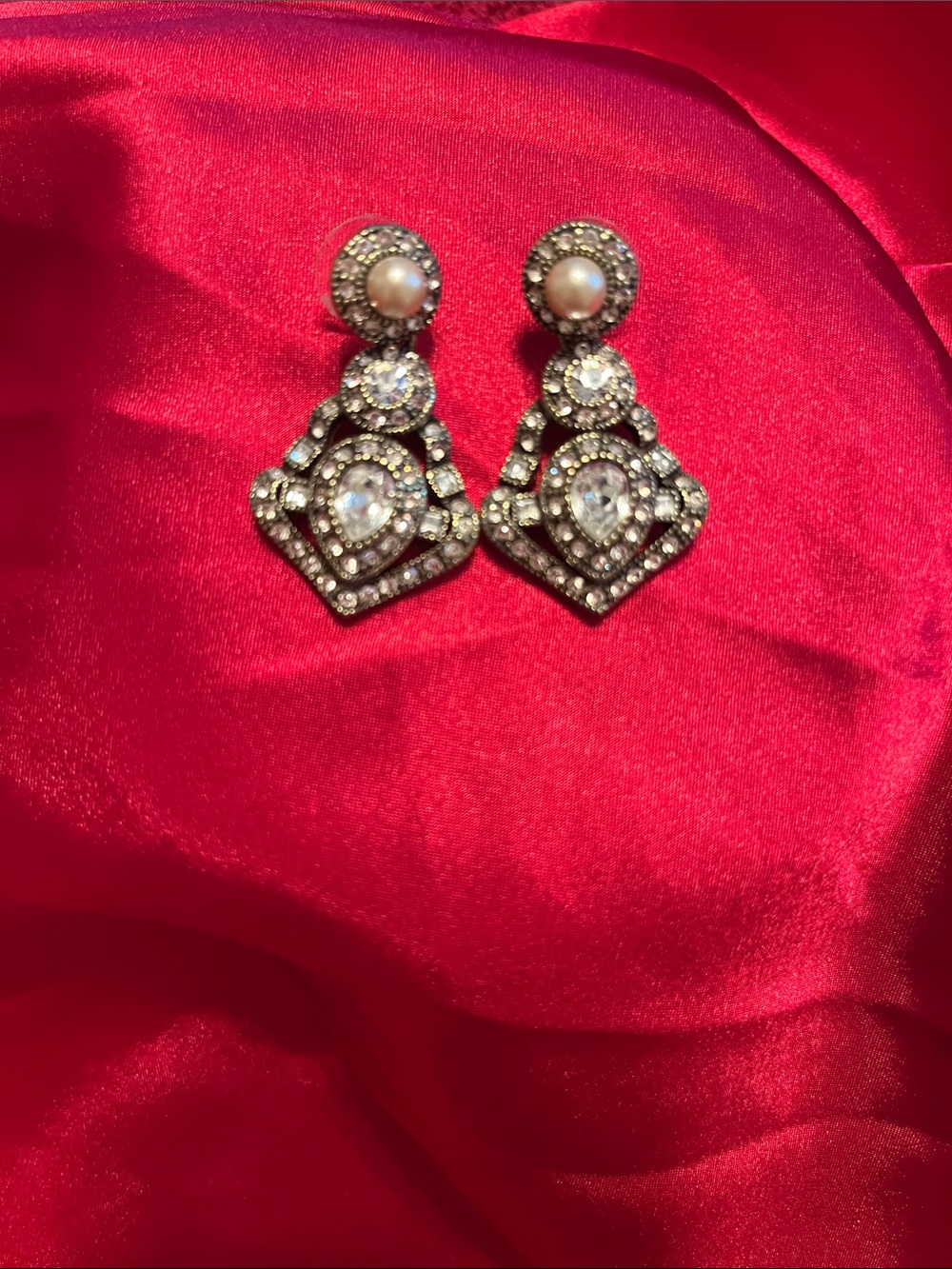 Heidi Daus Gold-Tone Pearl & Crystal Drop Earrings